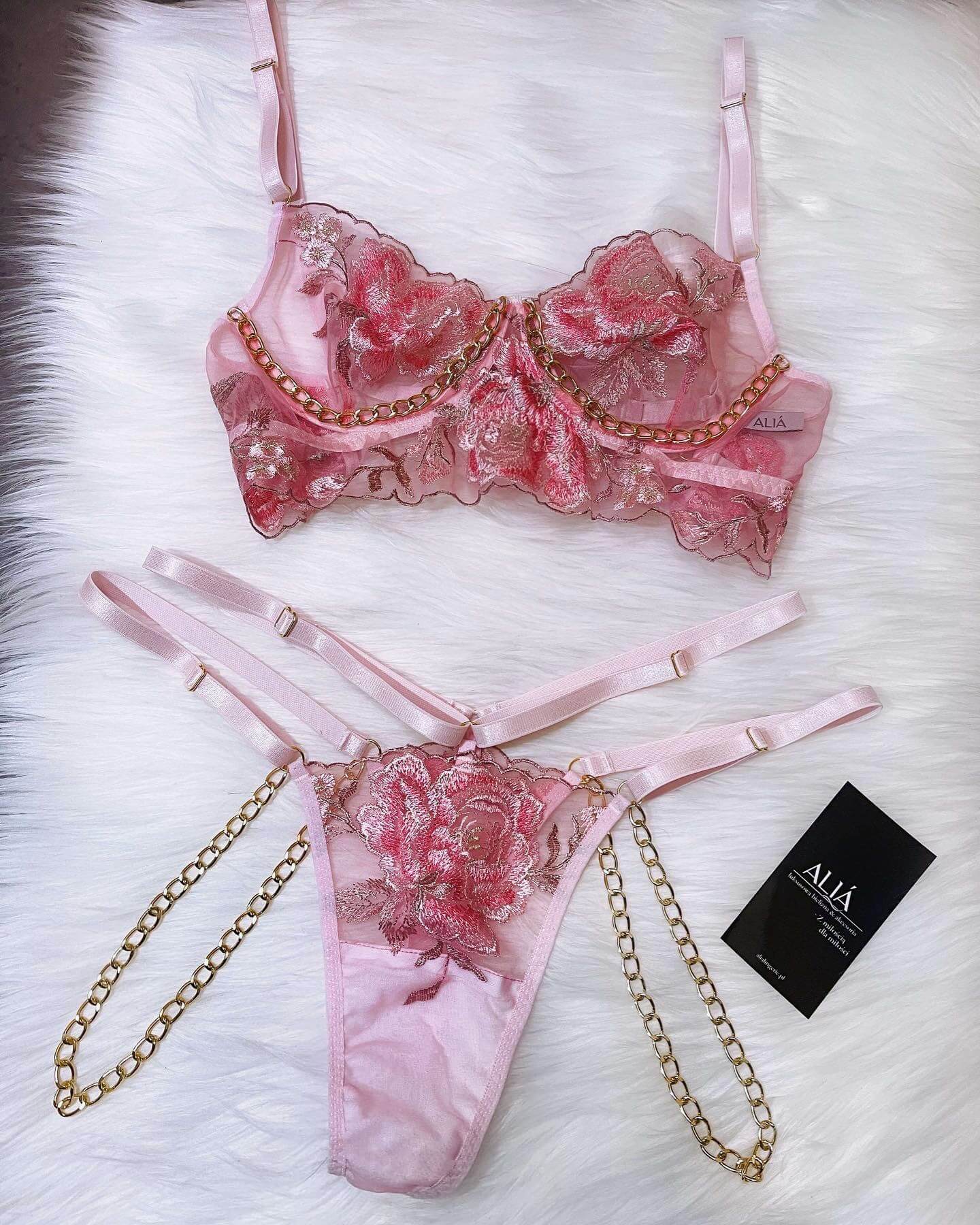 ROSE SET | komplet z przepięknej koronki z łańcuszkami