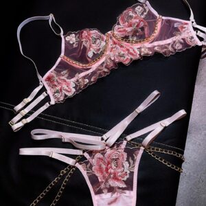 ROSE SET | komplet z przepięknej koronki z łańcuszkami