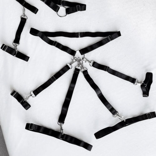 Seksowny zestaw akcesoria z gum, choker, kajdanki