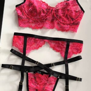 WELZY SET | malinowy zestaw z koronki