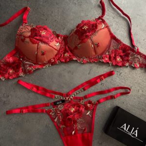 WIRA SET | czerwony koronkowy zestaw