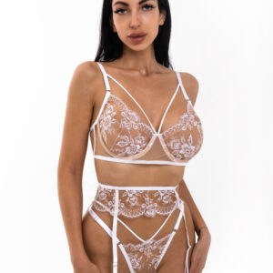 WHITE QUEEN SET | delikatny koronkowy zestaw z pasem