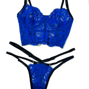 NAVY SET | gorset z granatowej koronki