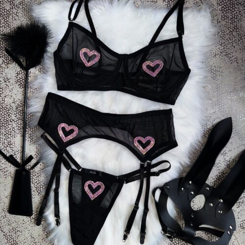 BLACK LOVE SET | czarny siateczkowy zestaw