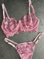 MIA SET | różowy koronkowy zestaw